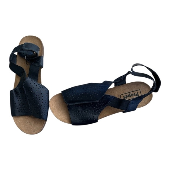 Propet Black Sandals leather Open Toe 8WW 4E NWOT - Picture 9 of 15
